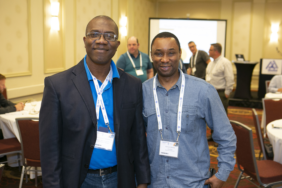 Smiling conference participants