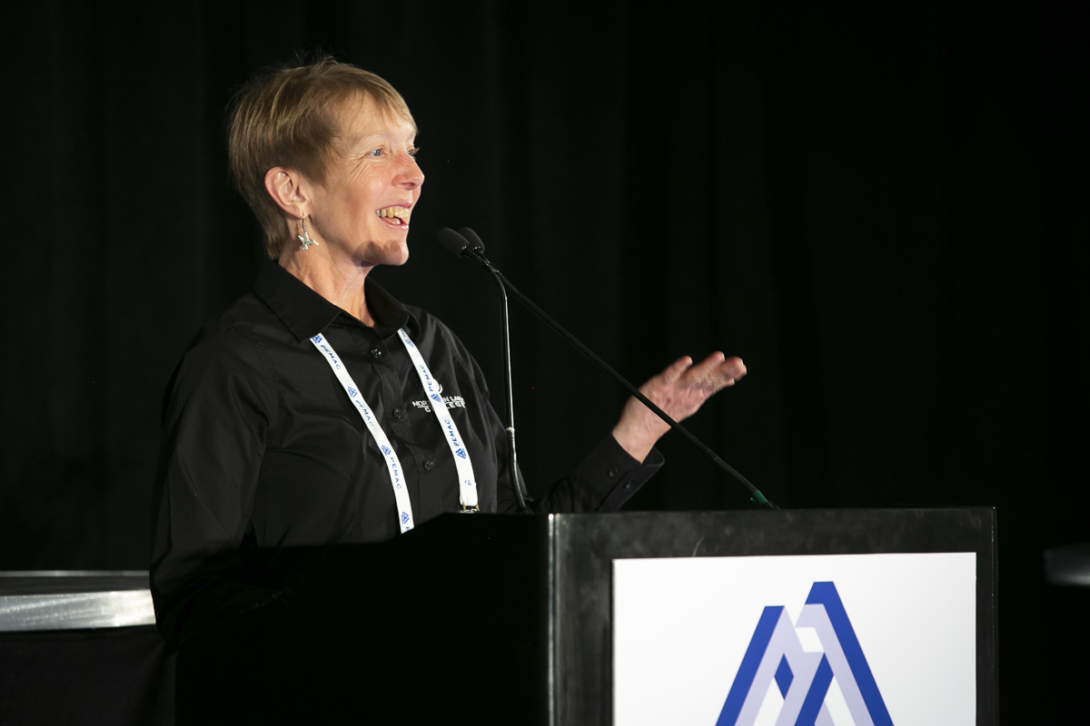 Edith Mackenzie of Northern Lakes College takes to the podium 