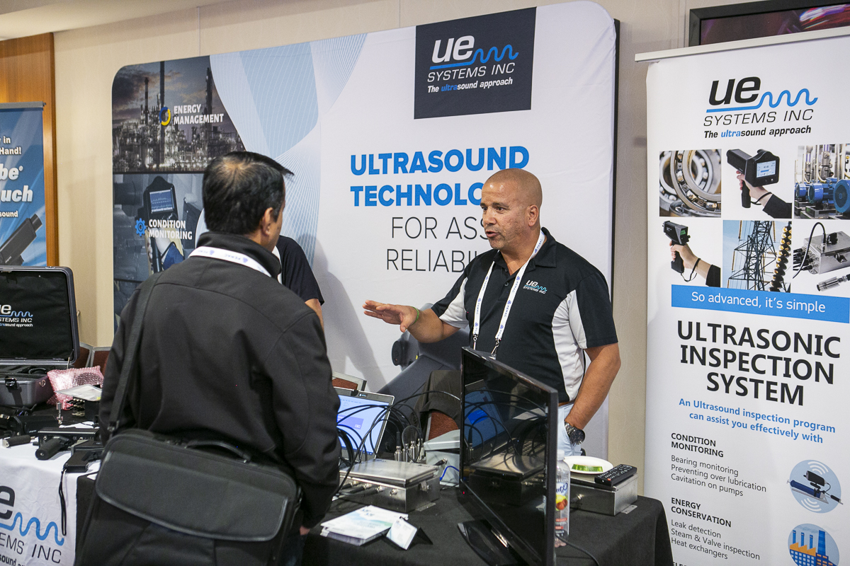 Chatting in the exhibitor hall