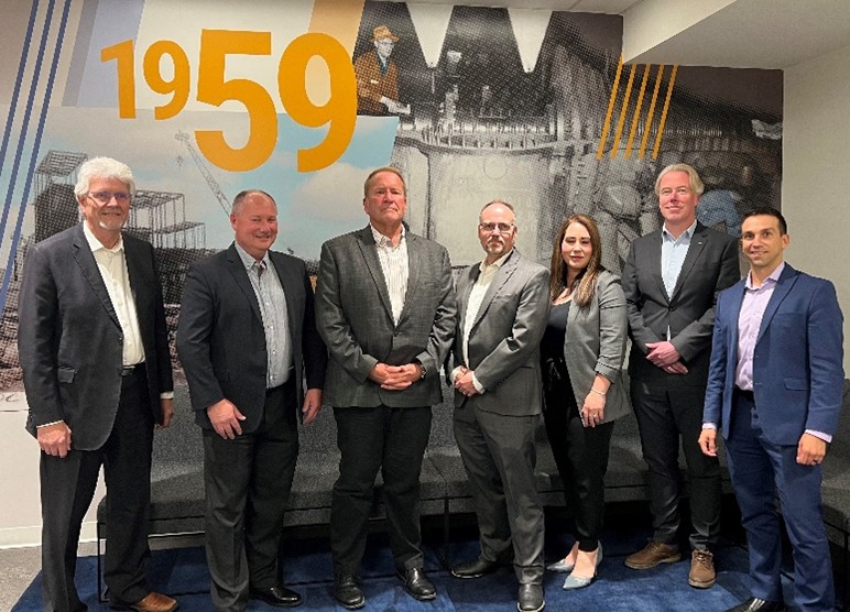 Pictured from left to right: William Van Veelen, Ron Bettin & Frank Engli, Co-Chairs PEMAC’s Shutdown Turnaround Management Program Development Committee, with Corey Smart, Danielle Connell, Thomas Grell & Matt Slomka from Graham Construction.