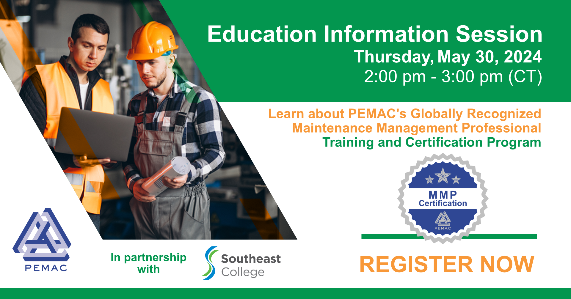 PEMAC MMP Information Session with Southeast College, May 30, 2:00pm - 3:00pm CT