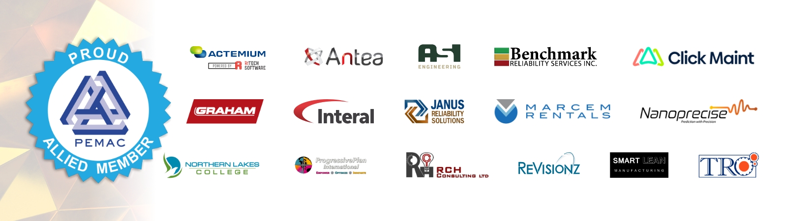 A banner with the logos of PEMAC's Allied Members as of February 2026