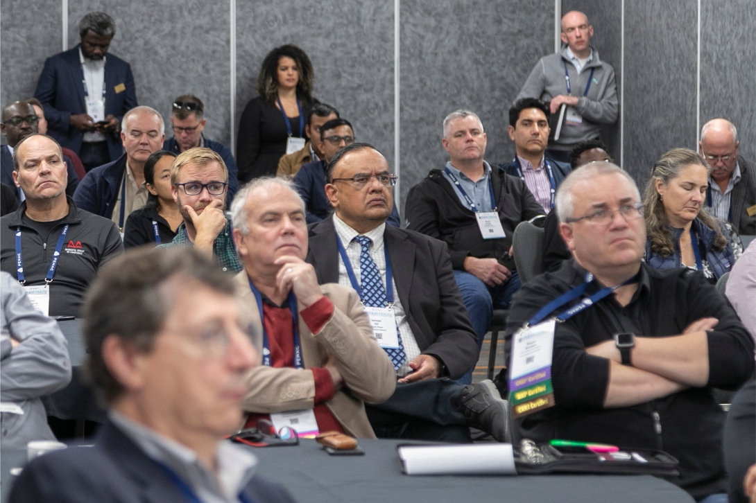 Delegates fill up a room to listen to a workshop